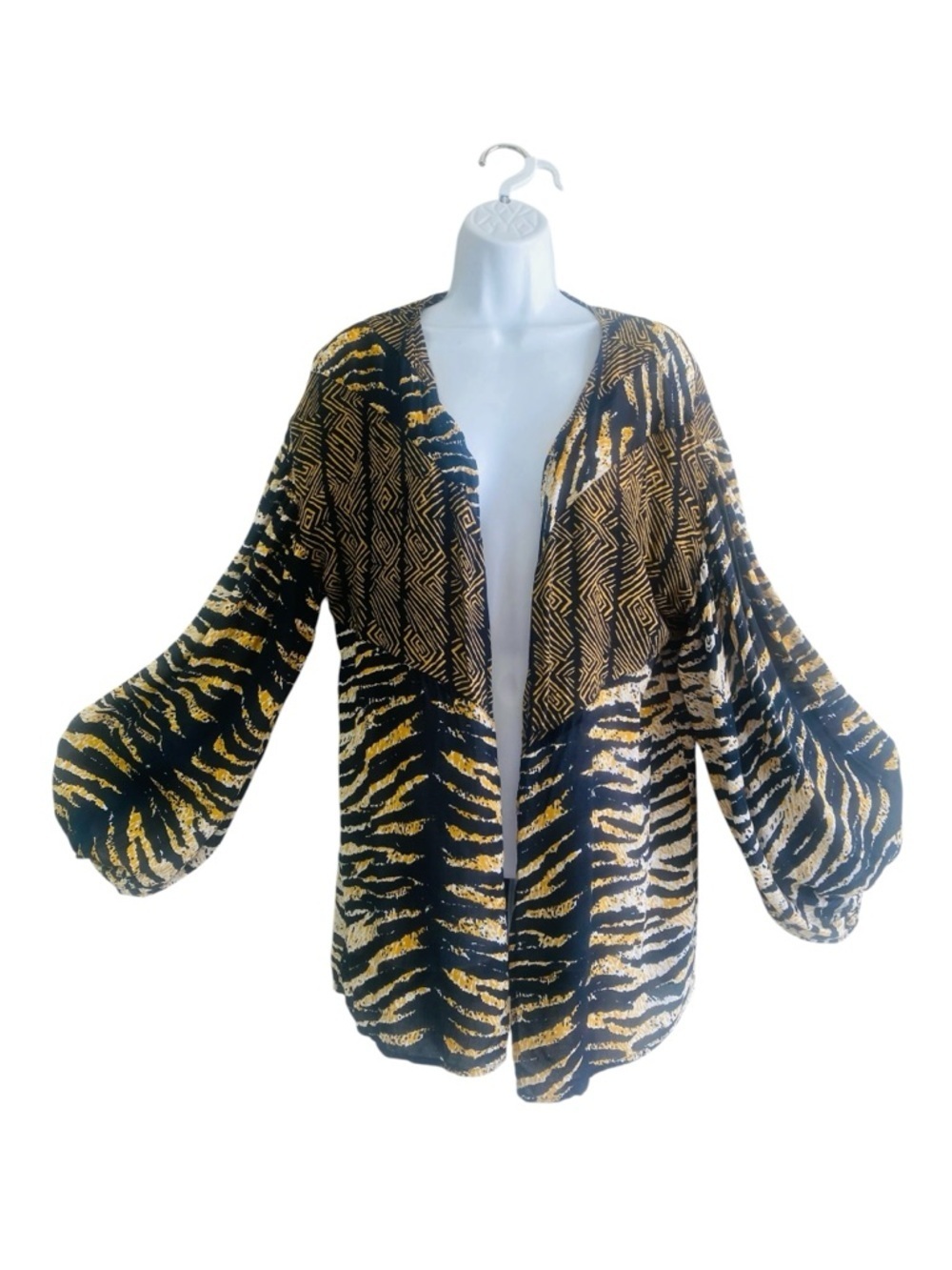Volcom Hudson River Throw Animal Print Puff Sleeve Kimono Size M/L